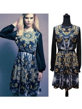 Nicole Richie Peacock Pleated Dress Witchy Whimsy